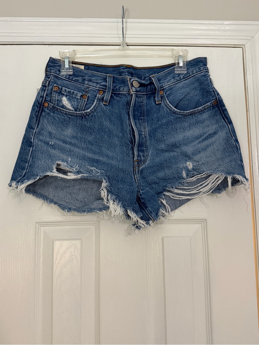 Levi's Distressed Cutoff Denim Shorts - Blue